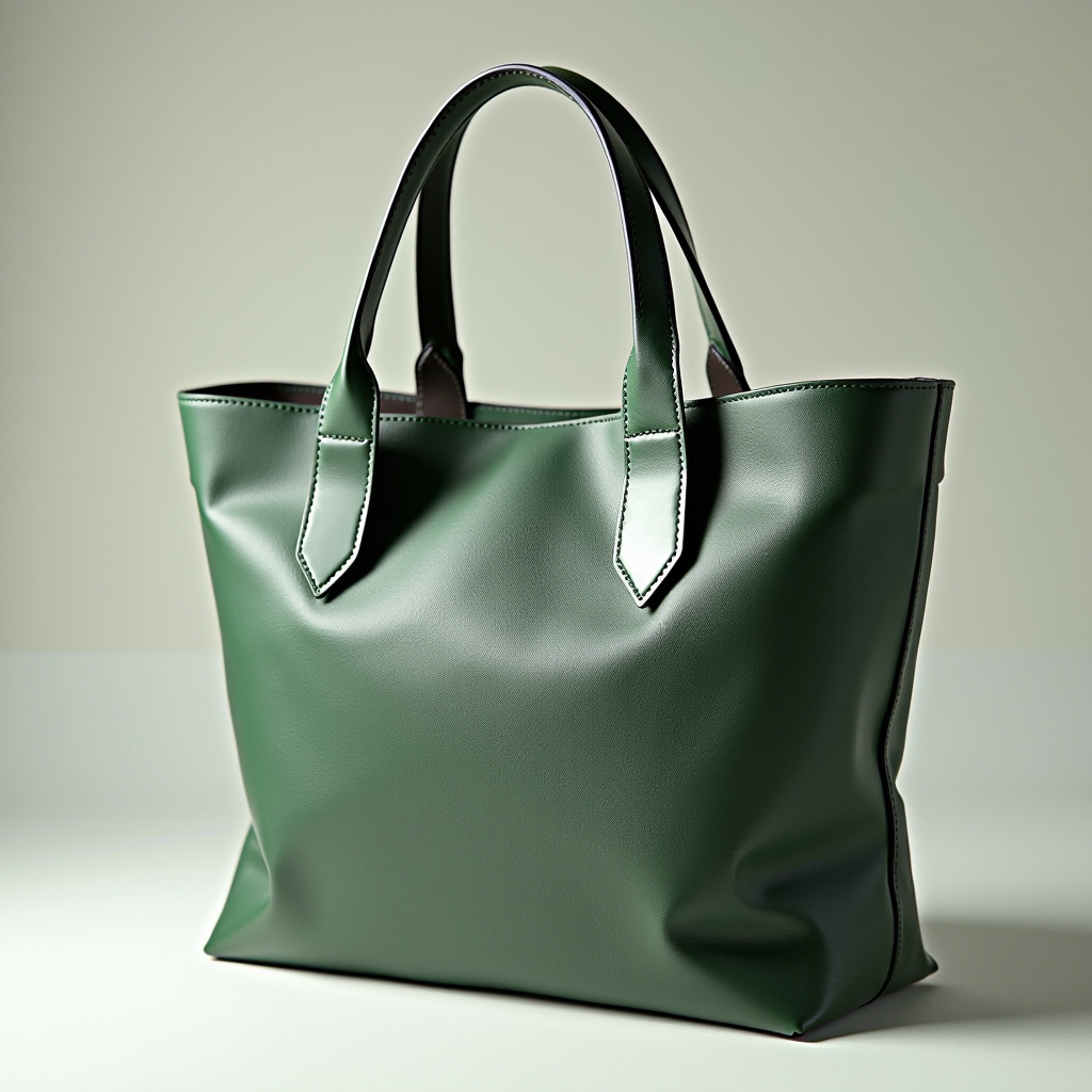 Eco-friendly bag made from recycled ocean plastics and plant-based leather, showcasing sustainable fashion and Italian craftsmanship in green manufacturing