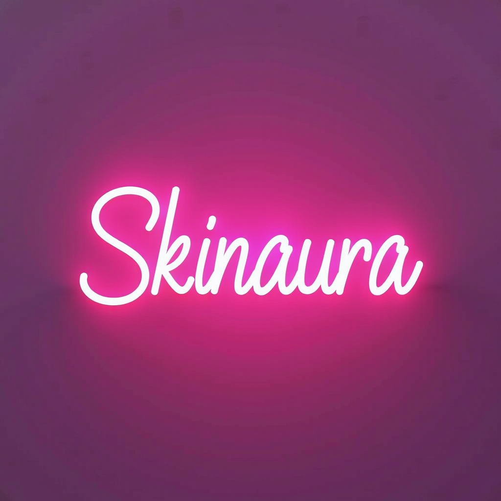 Skinaura - Modern Skincare Logo with elegant typography and neon pink gradient