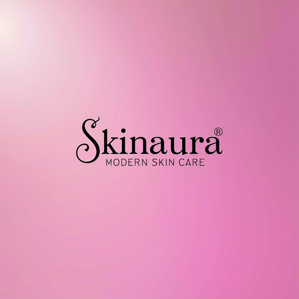 Skinaura - Modern Skincare Logo with elegant typography and neon pink gradient