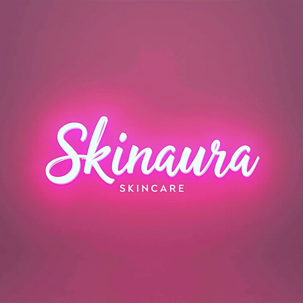 Skinaura - Modern Skincare Logo with elegant typography and neon pink gradient