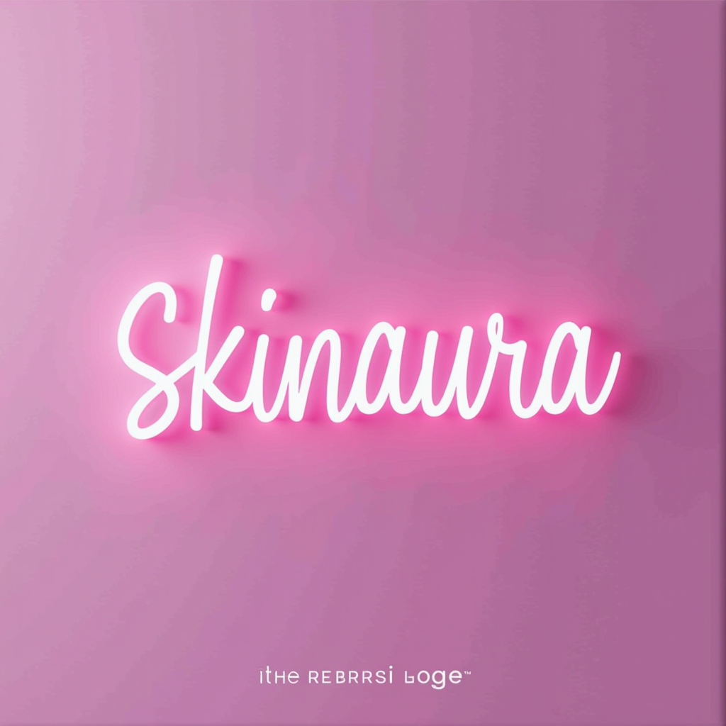 Skinaura - Modern Skincare Logo with elegant typography and neon pink gradient