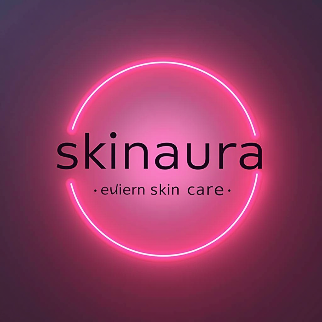 Skinaura - Modern Skincare Logo with elegant typography and neon pink gradient