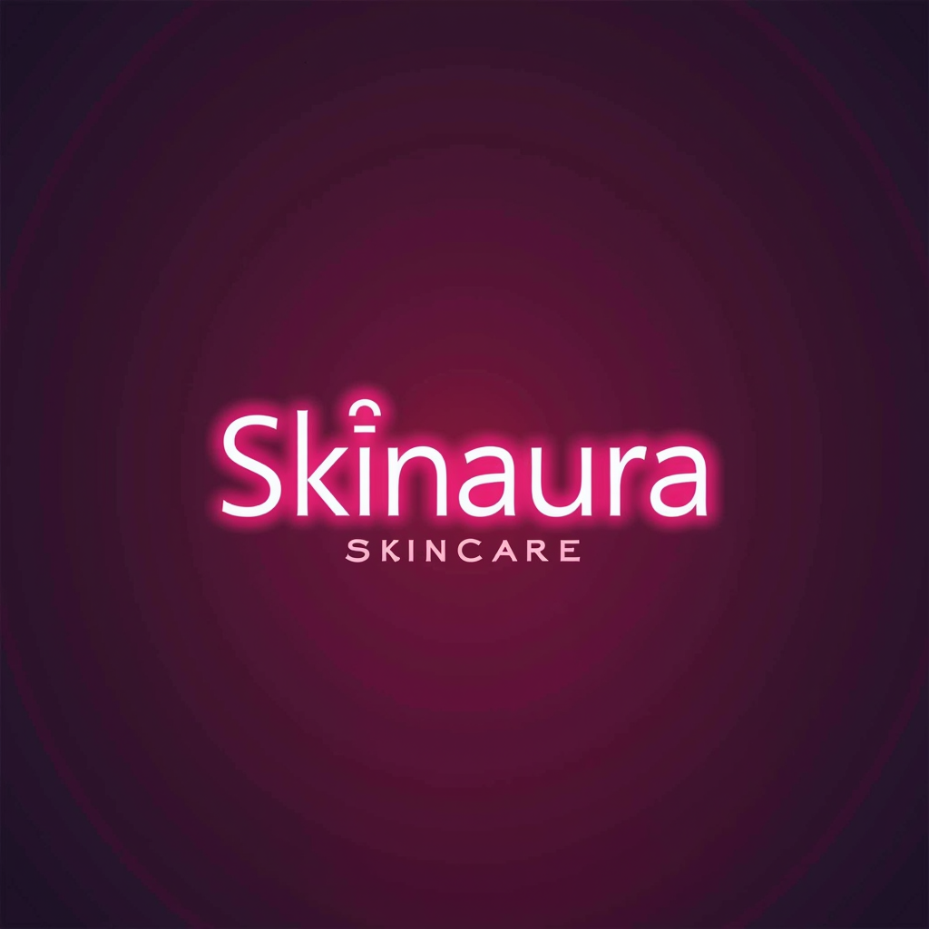 Skinaura - Modern Skincare Logo with elegant typography and neon pink gradient